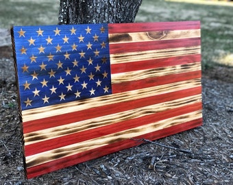 Wooden American Flag | Custom Handcrafted Patriotic Decor | Available in 3 Sizes