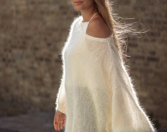 Mohair Pullover | Handgemachte Spitze MAGIC MOMENT | Seidig weicher Frühlings Layer | Geschenk für Sie