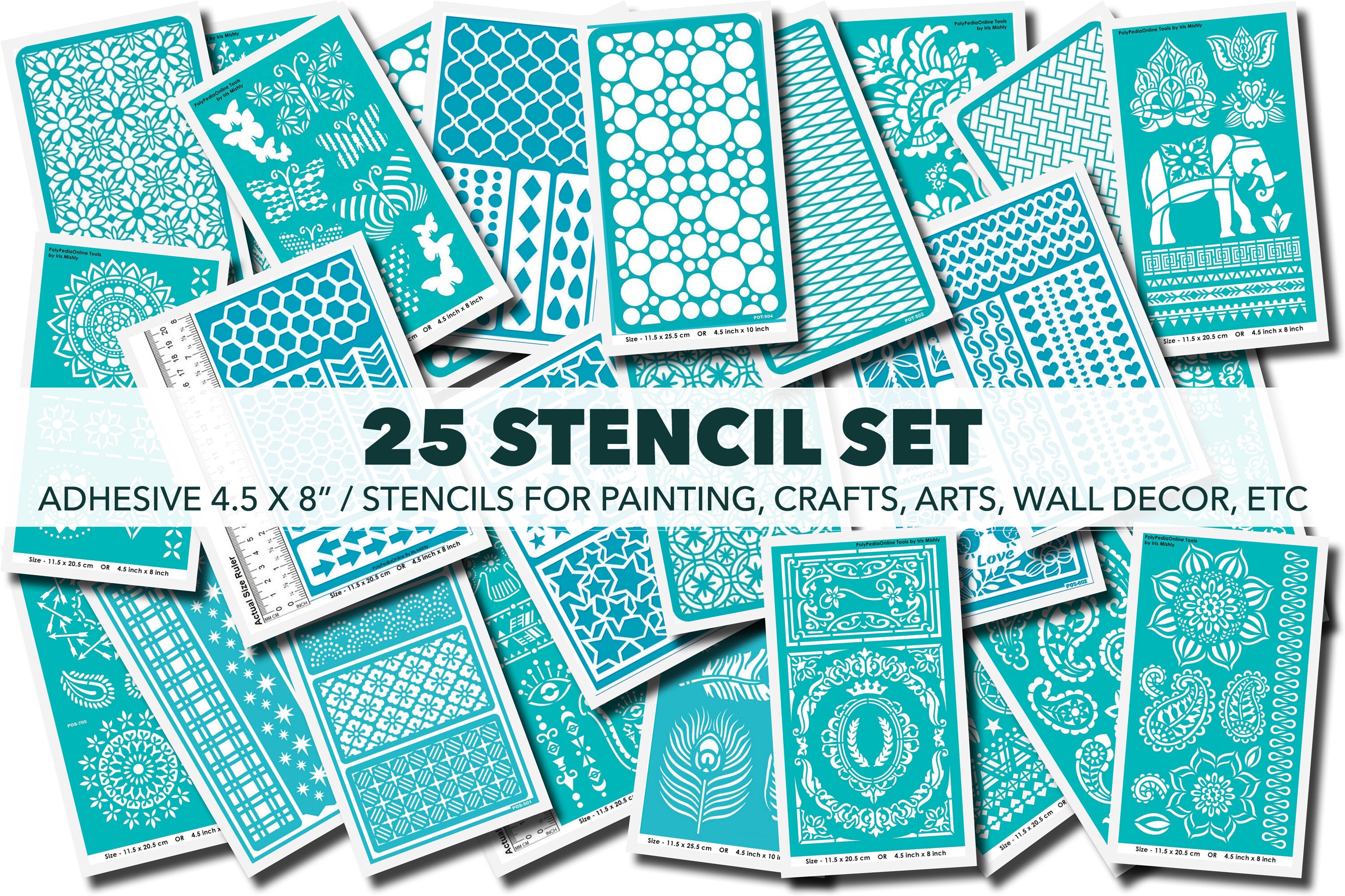 Stencil for Painting Stencil for Art Set of 25 Adhesive Etsy