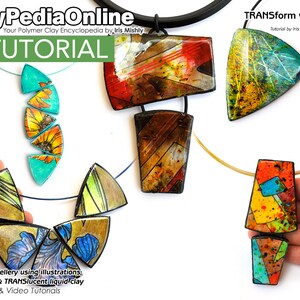 4 Polymer Clay Tutorials, Polymer Clay Jewelry, Polymer Necklace, Polymer Clay Bead, Fimo Jewelry,Liquid Clay, Polymer Transfer, Iris Mishly