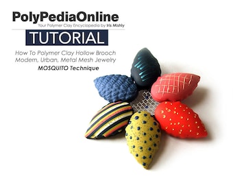 Polymer Clay Tutorial, Flower Pin, Flower Brooch, DIY Jewelry, Polymer Clay Brooch, Metal Mesh, Bead Tutorial, Fimo, Texture, Hollow Pattern