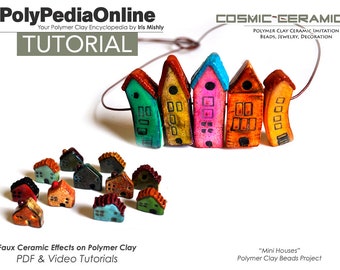 Polymer Clay Tutorial, Polymer Clay Beads, Faux Ceramic, Polymer Ceramic, Polymer Clay Jewelry, Polymer Beads Tutorial, Mini House Tutorial