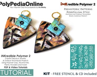 Polymer Clay, PDF Tutorial, DIY Kit, Stencil, Crafting Polymer Clay, Polymer Clay Pattern, Polymer Clay Jewelry, Polymer Clay Tutorial, Ink