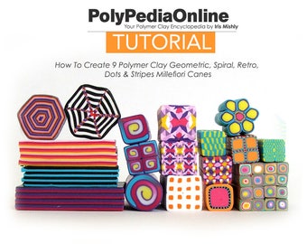 Polymer Clay Tutorial, Polymer Clay, Geometric, Millefiori Canes, Polymer Clay Beads, Fimo, PDF Tutorial, DIY Polymer, Polymer Clay Canes