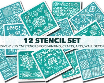 Stencil for Painting, Set 12, Stencil for Art, Geometric Stencil, Glass Etching, Stencil for Ceramics, DIY, Texture, Crafts, Canvas, Border