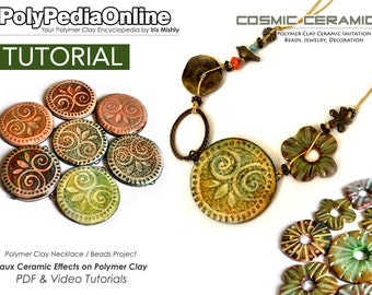 Polymer Clay Tutorial, Polymer Clay Jewelry, Polymer Ceramic, Polymer Clay Necklace Tutorial, Polymer Clay Beads, Faux Ceramic, Iris Mishly