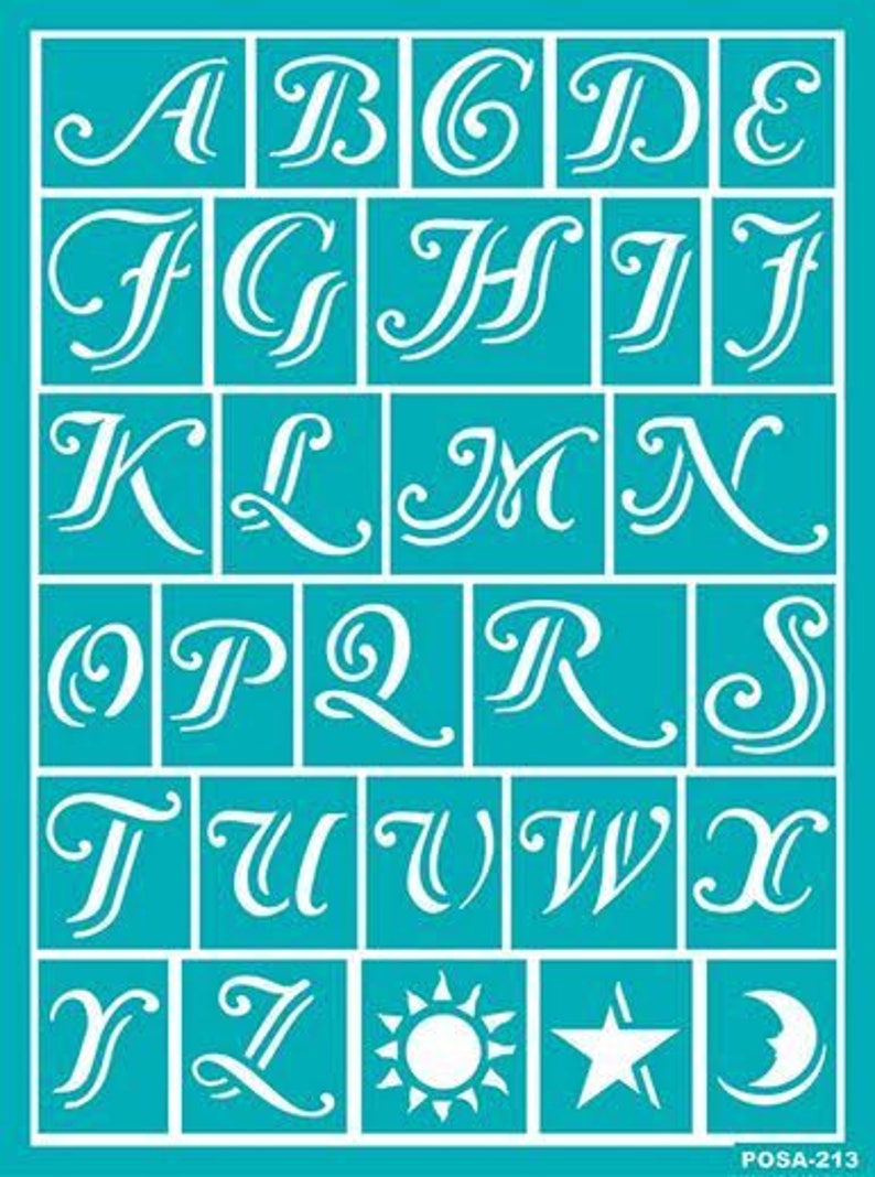 Glass Etching Stencil Abc Stencil Letters Stencil Alphabet Etsy | My