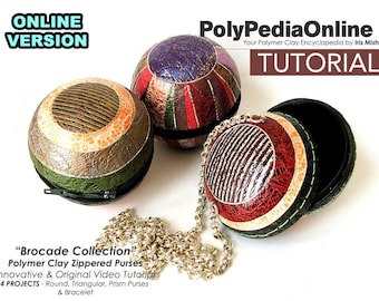 Polymer Clay Tutorial, DIY Beads, Polymer Clay Jewelry, DIY Kit, PDF, Video Tutorial, Purse Tutorial, Bag, Fimo Tutorial, Step by Step