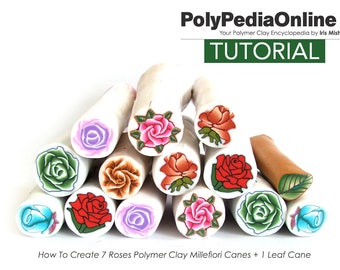 Polymer Clay Tutorial, Millefiori Cane Tutorial, Millefiori Rose Cane, Polymer Clay Tutorial Set, Rose Flower Millefiori, Fimo, Iris Mishly