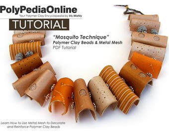 Polymer Clay Tutorial, Polymer Clay Jewelry, Necklace Tutorial, Polymer Clay Beads, PDF Tutorial, Handmade DIY Beads, Fimo Beads, Metal Mesh