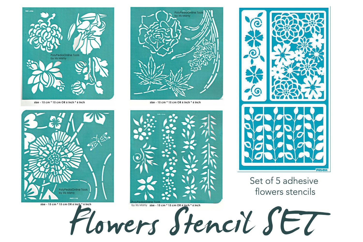 Flower Stencil Adhesive Stencil Stencil Set Stencil for Etsy