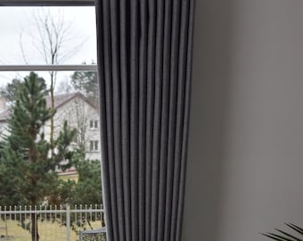 Extra Long Blackout Linen Curtain, Perfectly Keep Shape, Easy To Hang, 100%  Blackout Curtain, For Rod and Curtain Track, In 14 Color