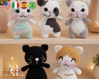 Crochet Cat Amigurumi Pattern | Kitten Plush Toy Set (PDF)