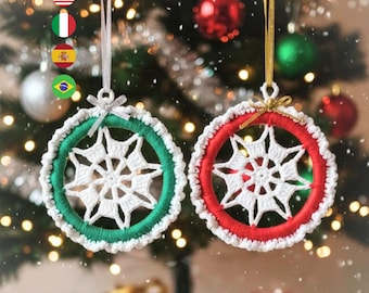 Motif d'ornement couronne de Noël au crochet PDF | Tutoriel facile de décoration des Fêtes