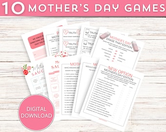 Mother's Day Games Printable Bundle, Mother's Day Party Games, Mother's Day Printable Games, Mothers Day Brunch Games, Mothers Day Game Pack