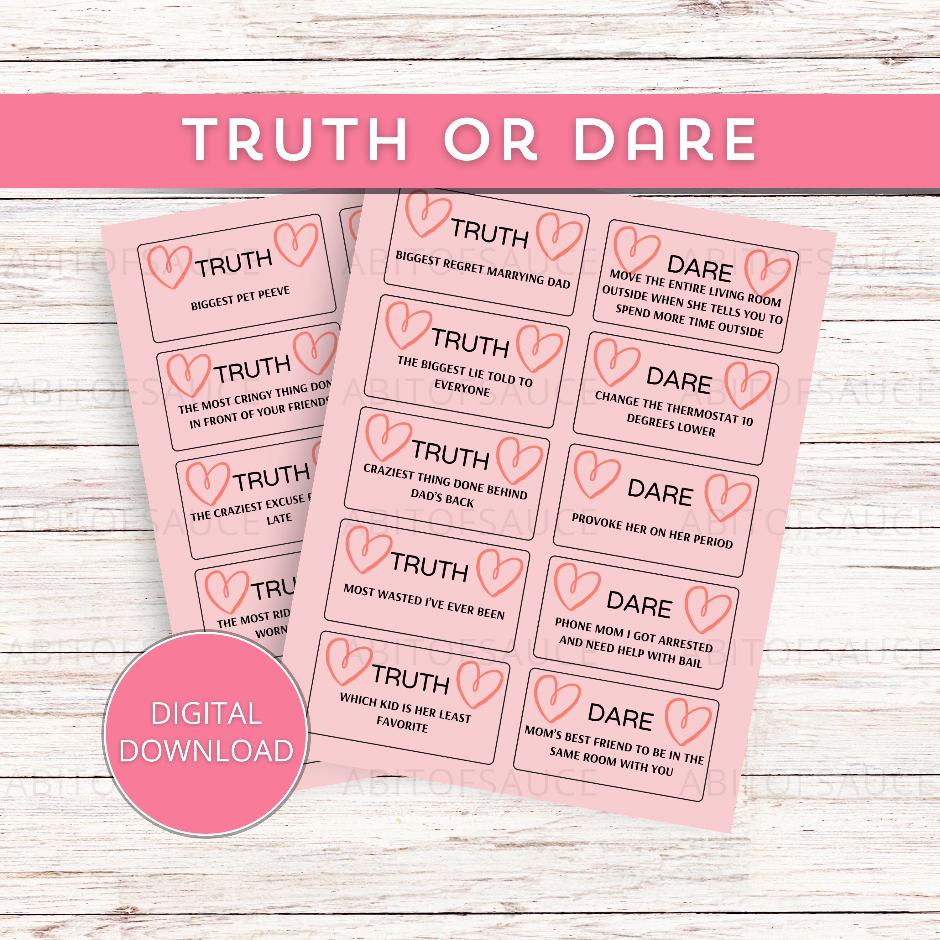 Truth or Dares for Moms, Truth or Dare Questions for A Party, Mother's ...