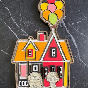 Up Key Holder - High-Quality Handmade Wooden UP Keychain - Carl and Ellie UP Movie Key Holder, UP House Key Ring,Adventure Wood Key Hanger