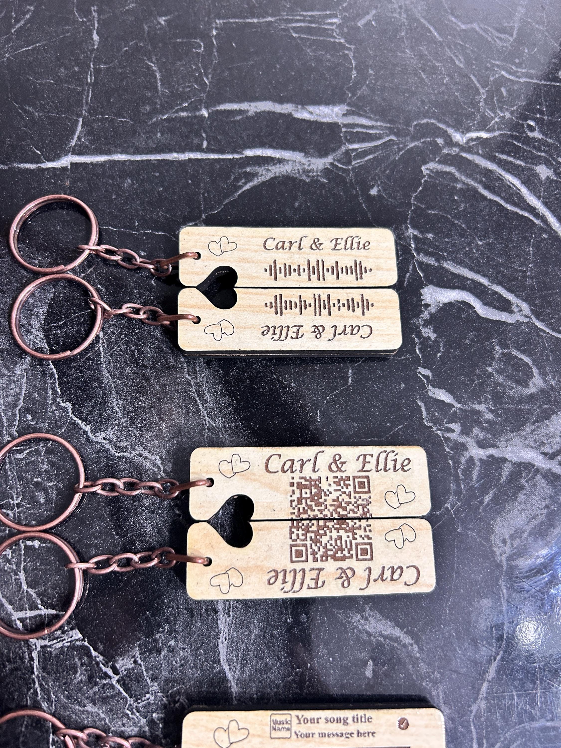 Personalized Couples Keychain - Custom Engraved MDF Keychains With QR ...