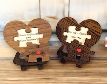Rompecabezas de Corazón Personalizado – Nombres Grabados  Mensaje Secreto – Regalo Romántico para San Valentín & Aniversario