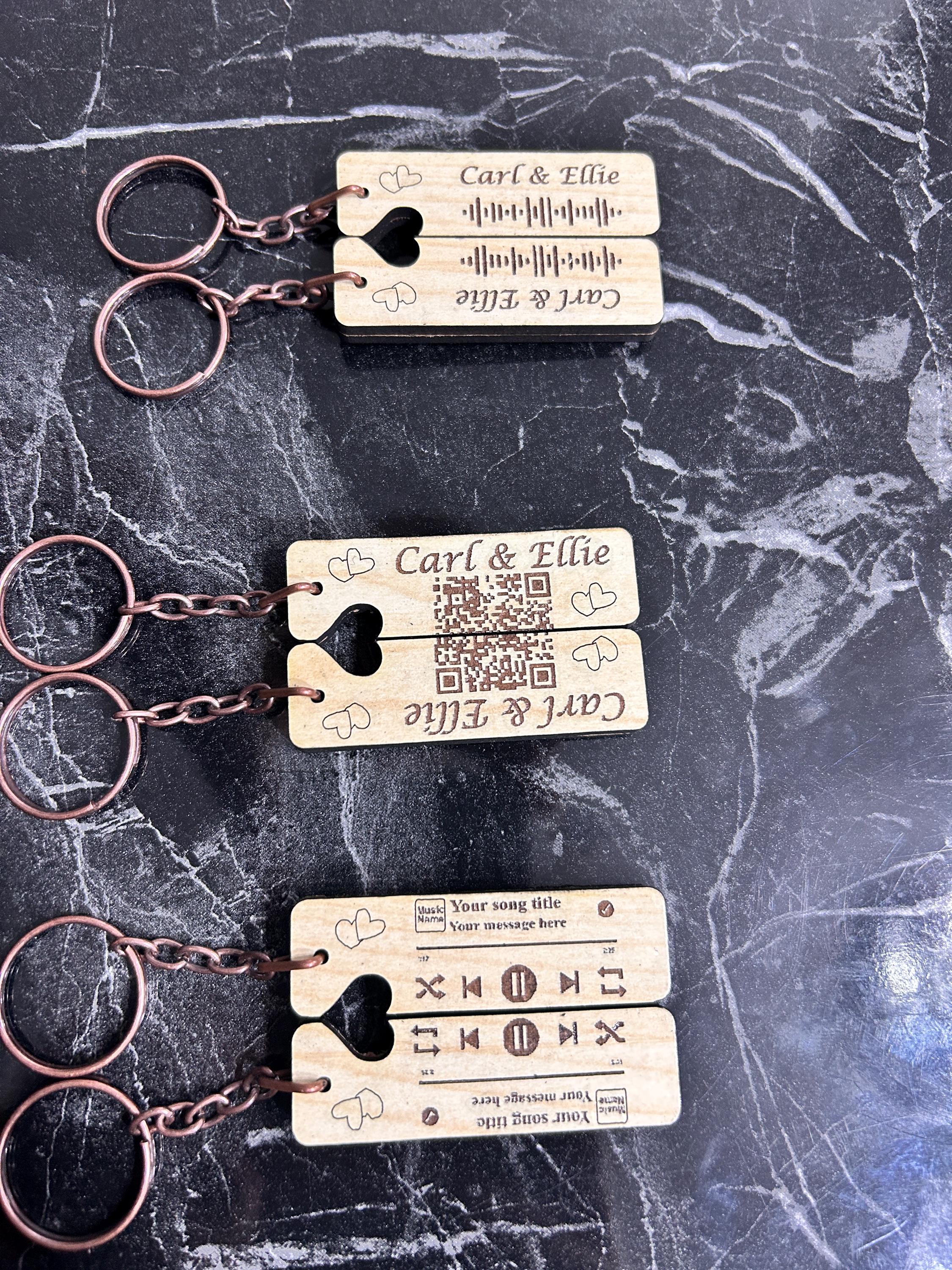 Personalized Couples Keychain - Custom Engraved MDF Keychains With QR ...