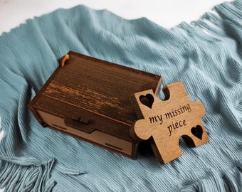 Personalized Missing Piece Puzzle Keychain Romantic Gift for Him or Her, Girlfriend, Boyfriend, Fiance, Bride, Groom, Anniversary, Valentine