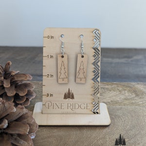 Simple Pine Tree Earrings - Pine Tree Earrings - Forest Earrings - Mountain Earrings - Laser Engraved