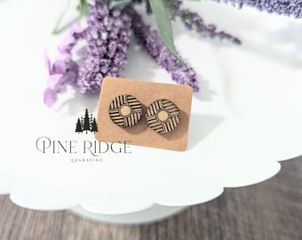 Geometric Circle Earrings - Wooden Earrings - Laser engraved - Jewelry