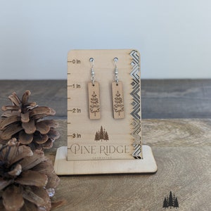 Forest Pine Tree Single - Pine Tree Earring - Mountain Earring - Wooden Earring - Laser Engraved Earring