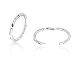 Sterling Silver Sleeper Hoop Earrings: 16G Hinged Piercing Jewelry 6mm,8mm,10mm,12mm pair