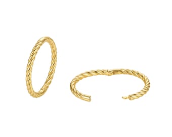 18ct Gold on Silver 925 rope hinged sleeper hoop earrings -6mm 8mm 10mm 12mm