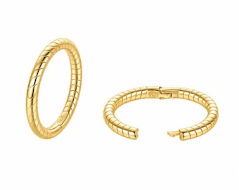 18ct Gold on Sterling Silver Sleeper Hoop Earrings - Hinged 6mm 8mm 10mm 12mm 14mm