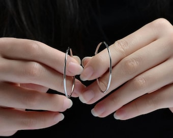 18ct White Gold Vermeil Sleeper Hoop Earrings: Classic Minimalist Style