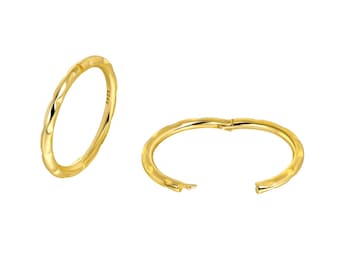 18ct Gold on Silver 925 hinged sleeper hoop earrings -6mm 8mm 10mm 12mm pair
