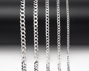 Sterling Silver Curb Chain Necklace: Cuba Link for Men or Women