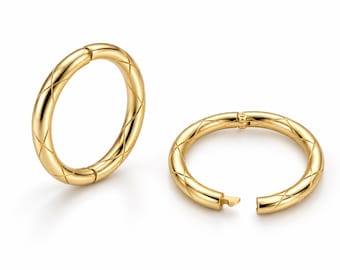 18ct Gold on Sterling Silver Sleeper Hoop Earrings - Hinged 6mm 8mm 10mm 12mm 14mm