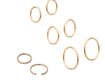 18ct Gold on Silver 925 hinged sleeper hoop earrings -6mm 8mm 10mm 12mm pair