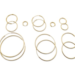 18ct Gold SLEEPER HOOP EARRINGS - Sizes 10mm / 12mm / 14mm / 16mm / 20mm/40mm pair thickness 1.5mm
