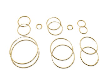 18ct Gold SLEEPER HOOP EARRINGS - Sizes 10mm / 12mm / 14mm / 16mm / 20mm/40mm pair thickness 1.5mm