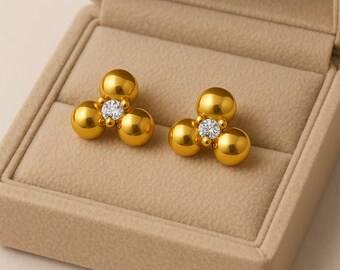 9ct gold stud earrings ball design 9 mm pair in Luxury Gift Box