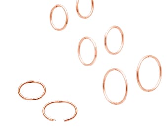 18ct Rose Gold on Silver 925 hinged sleeper hoop earrings - 6mm 8mm 10mm 12mm
