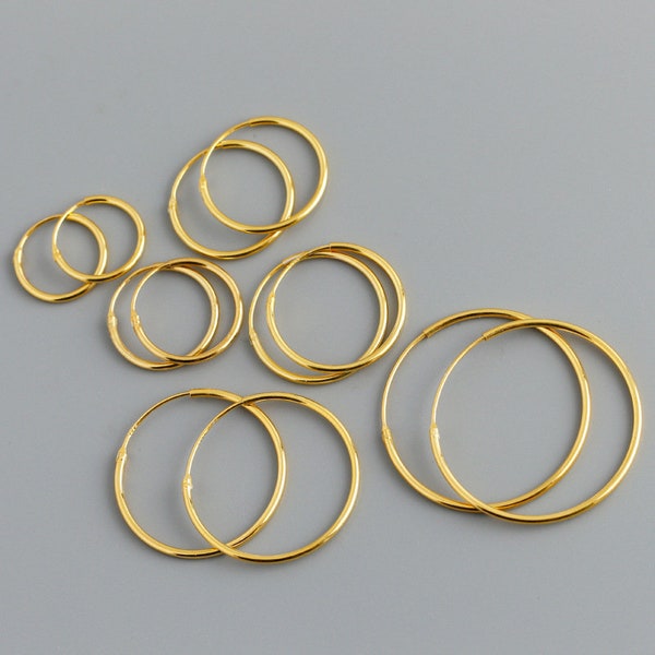 18ct Gold SLEEPER HOOP EARRINGS - Sizes 10mm / 12mm / 14mm / 16mm / 20mm/40mm pair