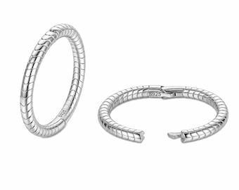 Sterling Silver 925 Solid hinged sleeper snake hoop earrings choose 6mm,8mm,10mm,12mm
