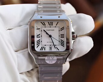 Cartie Santos horloge, Santos horloge, zilveren horloge, horloge voor mannen, herenhorloge, vintage horloge, horlogecadeau, jubileumcadeaus, Zwitserse horloges