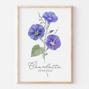 Blumen Poster Neugeborene Geschenkidee Geburtsmonat Kunstdruck Neues Baby Geschenk Aquarell Blumen Wandkunst für Neuling Geburtsmonat Blumen Kunst Geschenk