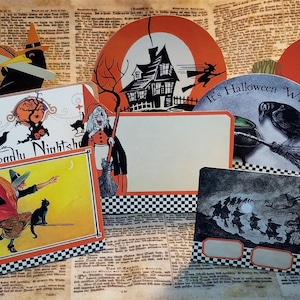 8 Halloween place card settings instant download