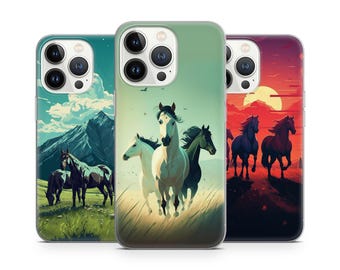 Premium verbluffende paardenesthetische hoesjes voor iPhone 16 15 14 13 12 Pro Max Plus, Samsung S24 23 22 Plus, Google Pixel 8 7 6