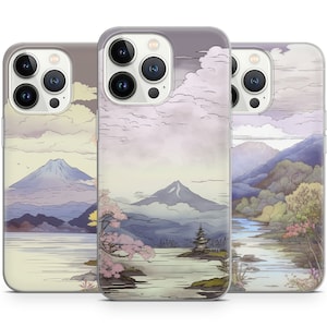 Aesthetic Japanese Mountain View Phone Cases for Iphone 15 14 13 12 Pro Max, Fits Samsung 24 23 22 Plus, Fits Google Pixel 8 7 6