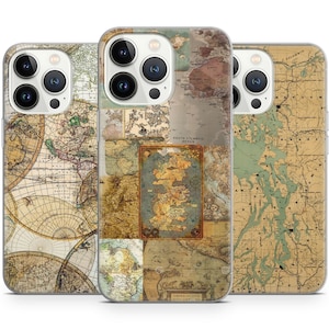 Weltkarte Benutzerdefinierte Retro Style Phone Cases Sammlung für Iphone 15 14 13 12 Pro Max, passend für Samsung 24 23 22 Plus, passend für Google Pixel 8 7 6
