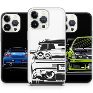 Japan R34 Style Sports Car Unique Phone Cases For Iphone 15 14 13 12 Pro Max, Fits Samsung 24 23 22 Plus, fits Google Pixel  8 7 6