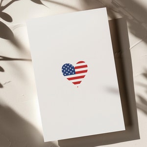 Printable Veterans Day Card | American Flag Heart Card| Veterans Day| Digital Download| Memorial Card| Instant Download| Print at Home|Blank